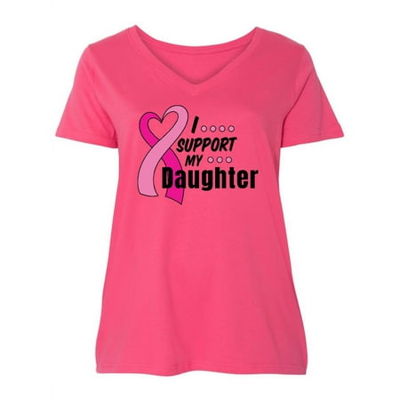 

Inktastic Breast Cancer Awareness I Support My Daughter Pink Ribbon Women s Plus Size V-Neck