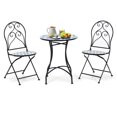 thumbnail image 1 of Patiojoy 3PCS Patio Mosaic Design Folding Chairs Side Table Set Bistro Set Classic Furniture Chair Set for Garden, 1 of 8