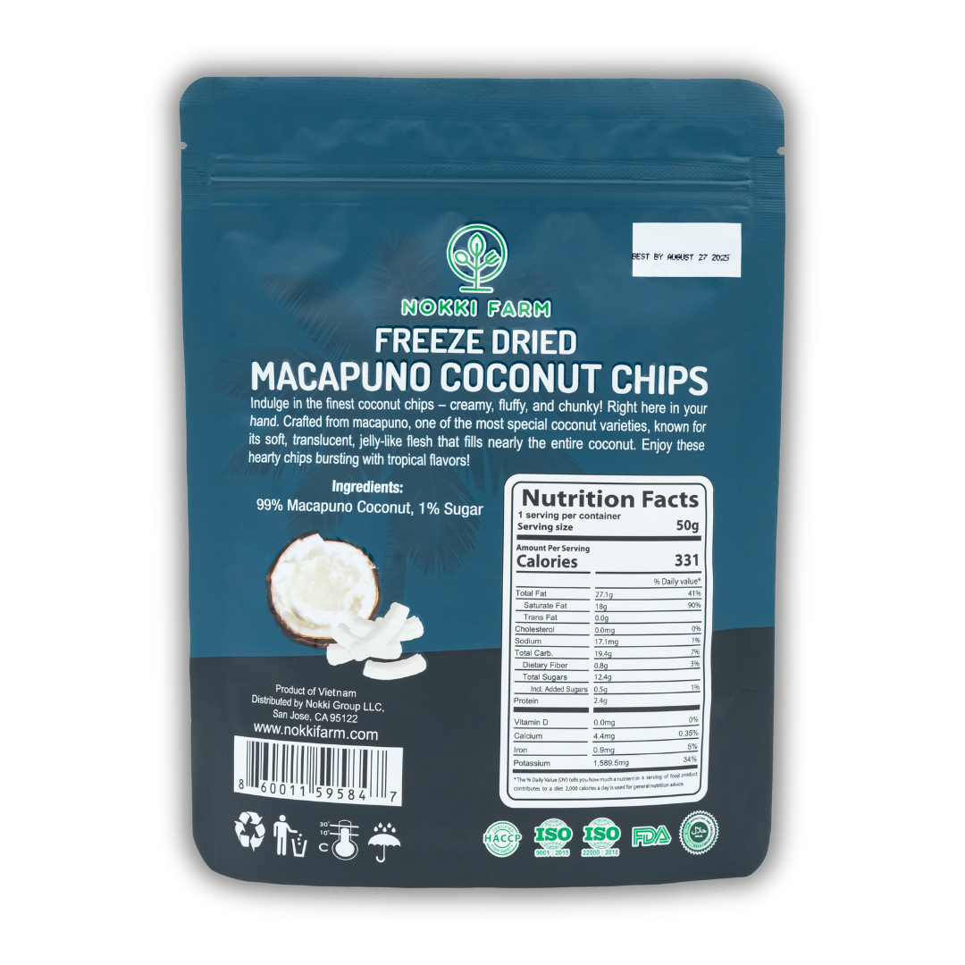 (Pack of 6) NOKKI FARM Freeze-dried Macapuno Coconut Chips 50g | Vegan | Non GMO | Fluffy Crispy fruits 50g