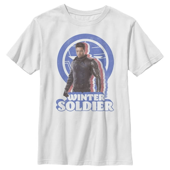Boy's Marvel The Falcon and the Winter Soldier Retro Bucky Graphic Tee White X Large