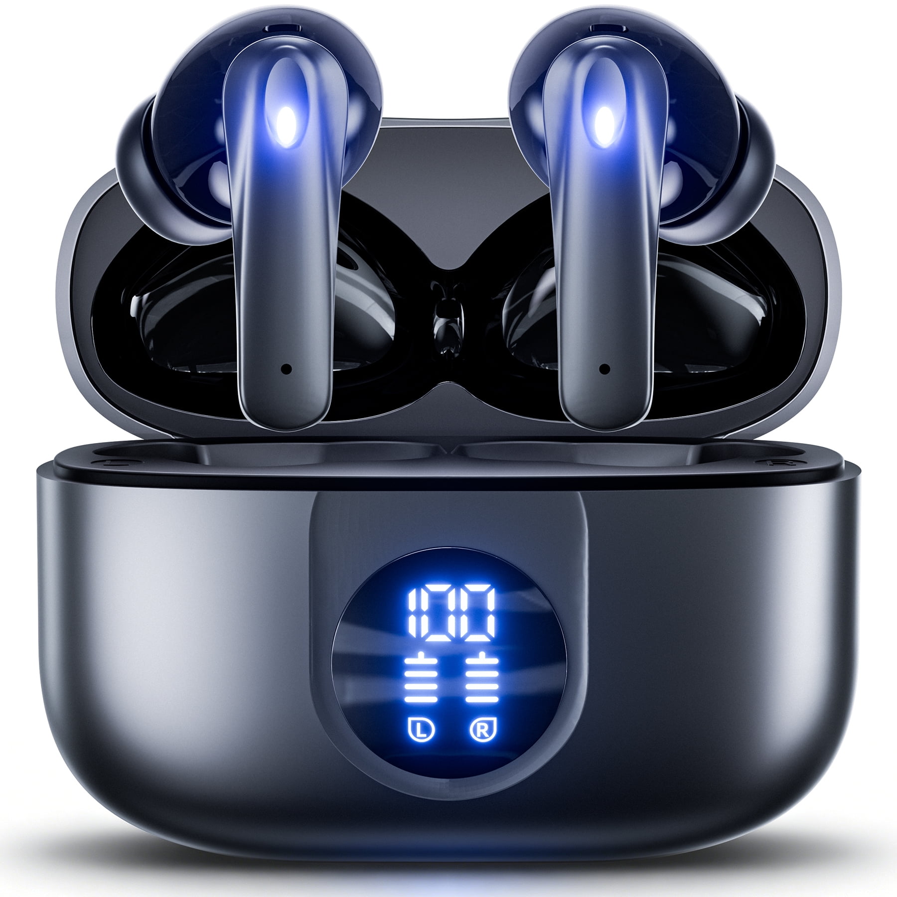 VEAT00L P91 Wireless Earbuds, Bluetooth Headphones V5.4 Stereo Ear buds with Noise Cancelling Mics, 60H Playback Mini Case with Dual LED Display, IP7 Waterproof in-Ear Earphones for Android iOS