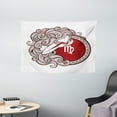 thumbnail image 1 of Virgo Tapestry, Vibrant Color Abstract Image Zodiac Sign Long Haired Girl with Symbol of Virgo, Wall Hanging for Bedroom Living Room Dorm Decor, 60W X 40L Inches, Ruby Brown White, by Ambesonne, 1 of 2