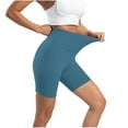 thumbnail image 3 of USNSM Women's Biker Shorts Tummy Control Workout Shorts High Waisted Compression Gym Running Stretch Yoga Shorts Sky Blue L, 3 of 4