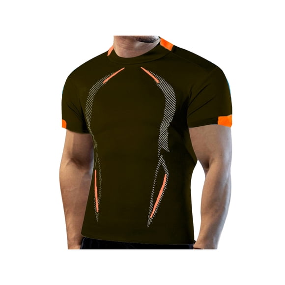 Camiseta deportiva informal Sunloudy para hombre, camisetas deportivas de manga corta con cuello redondo y patrón de rayas para gimnasio de primavera y verano, ropa para hombre Sunloudy moda