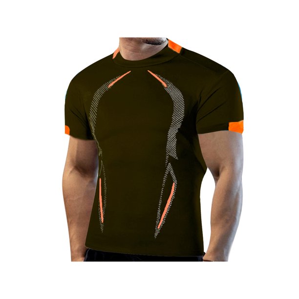 Sunisery Men Active T-Shirt Quick Dry Sleeve Stripe Pattern Tops Fitness Tee for Athletic Gym - Walmart.com