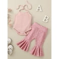 thumbnail image 2 of Bagilaanoe 2pcs Newborn Baby Girl Pants Set Sleeveless Ribbed Romper Tops + Flare Trousers 6M 12M 18M 24M Infant Summer Casual Clothes, 2 of 9