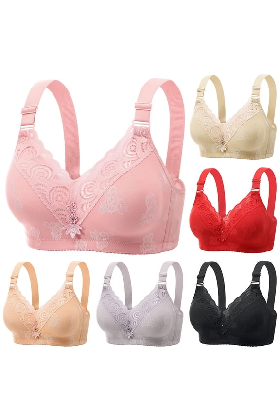 Women's Wireless Bras Lace Stitching Comfort Bra Wide Strap Support Bralette Seamless Full Coverage Supportive Tshirt Bra No Underwire Everyday Wear
