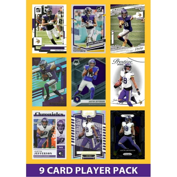 Justin Jefferson 9 Card Player Pack 2023 Donruss Panini Minnesota Vikings