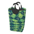 thumbnail image 2 of YFYANG 50L Foldable Laundry Hamper, Waterproof Oxford Fabric Green Geometric Note Pattern Laundry Bag Laundry Baskets, 2 of 6