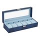 thumbnail image 3 of Caja de almacenamiento para relojes, estuche expositor con almohadillas extraíbles y soporte para reloj de pulsera. Azul, 3 of 9