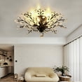 thumbnail image 3 of Vintage 5 Light Crystal Branches Chandelier Pendant Lamp,Bedroom Ceiling Fixture Light, 3 of 9