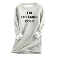 thumbnail image 3 of Jinhomg Women's Funny Letter Print Sweatshirt Plus Size Soft Comfy Sherpa Fleece Lined Loungewear Fall Winter Warm Long Sleeve Crewneck Tunic Top Gray XXL, 3 of 6