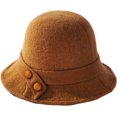 thumbnail image 5 of CoCopeaunts Solid Color Bucket Hat for Women Autumn Winter Warm Wool Fisherman Hat Versatile Knitting Basin Hat Button Belt, 5 of 8