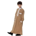 thumbnail image 7 of SRZYMJ Boys Muslim Arab Long Sleeves Stand Collar Robe Coffee 7-8 Years, 7 of 7