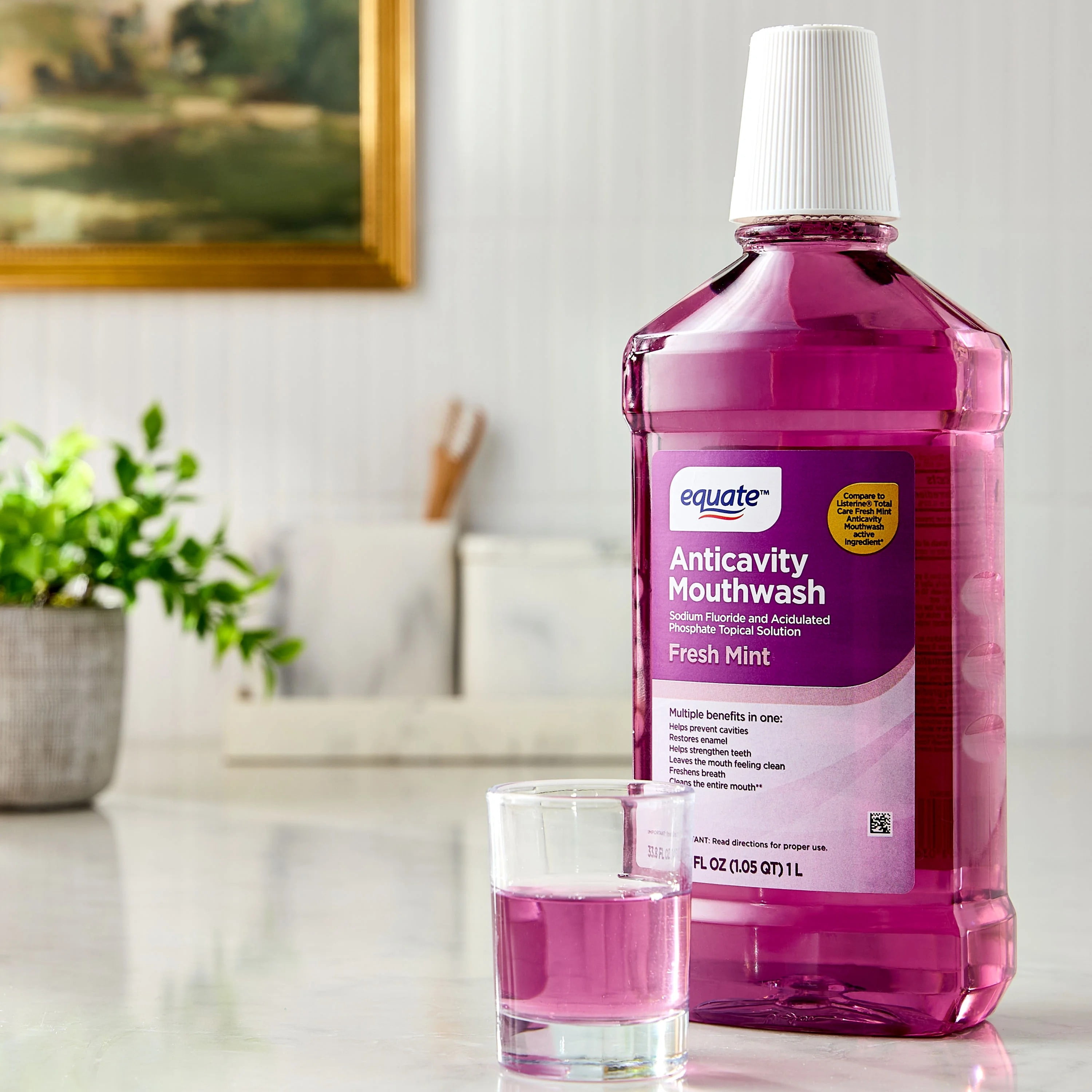 Equate Anticavity Mouthwash, Fresh Mint, 1 L