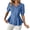 Blue, variant on Staron Women's Casual V-Neck Button Down Short Sleeve Blouse Solid Color Fashion Top for Spring Summer Vacation Travel, Khaki XXL