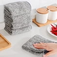 thumbnail image 2 of 10-Pack Bamboo Charcoal Kitchen Dish Cloths, Highly Absorbent Non-Stick Oil Cleaning Rags, Reusable Lint-Free Washcloths for Plates, Cutlery & Countertops, Grey, 2 of 8