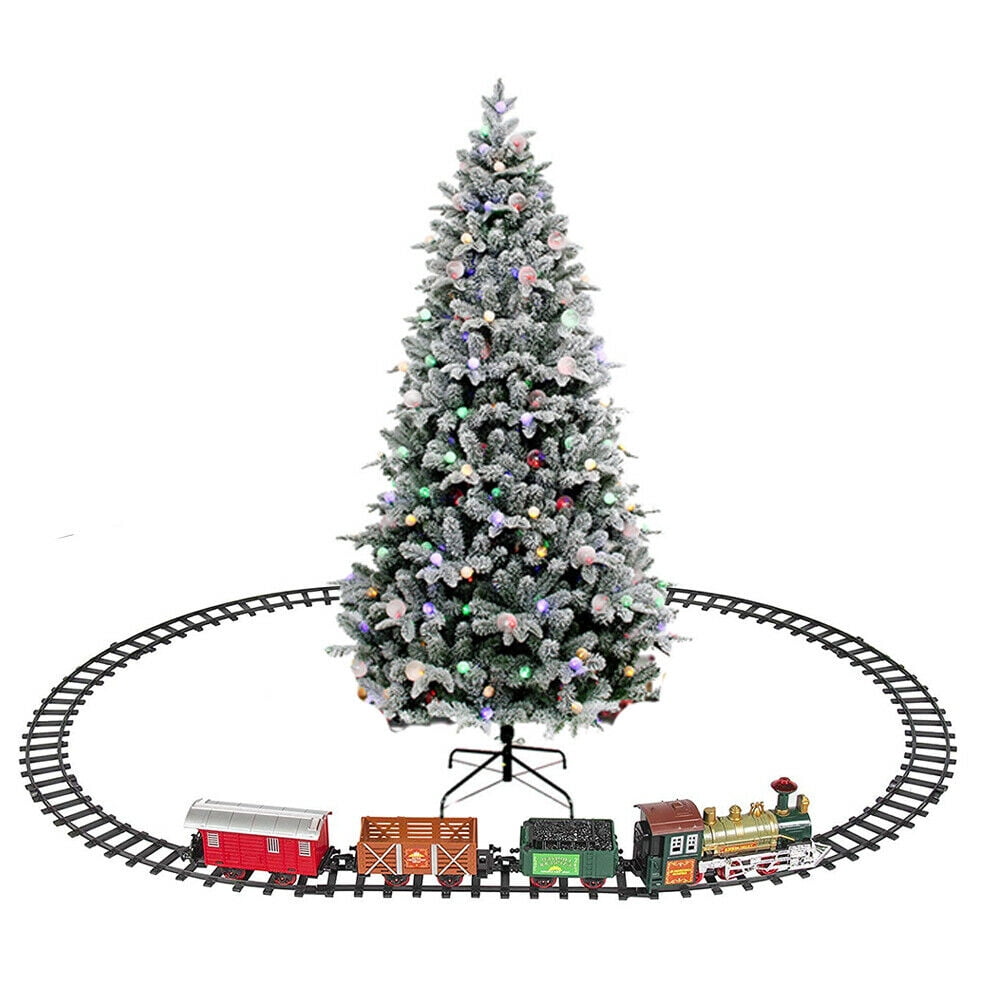 Luxury Christmas Train Electric Tracks Set Lights Sound Kids Toy Gift Tree Decor 