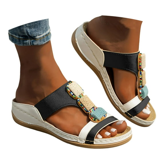Mepaouo Women Orthotic Slides Comfortable Orthopedic Wedge Sandals Arch Support Walking Slip on Shoes