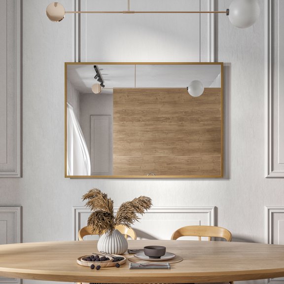 eviva  Gold 42" x 30" Rectangular Gold Metal Framed Mirror