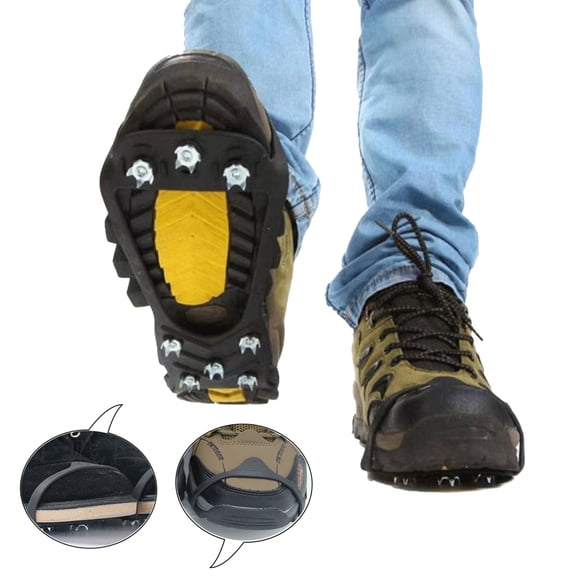 Zayman Ice & Snow Anti Slip Crampon for Shoes & Boots – Traction Cleat with Steel Spikes, Size L for Hiking, per Foot Adjustable