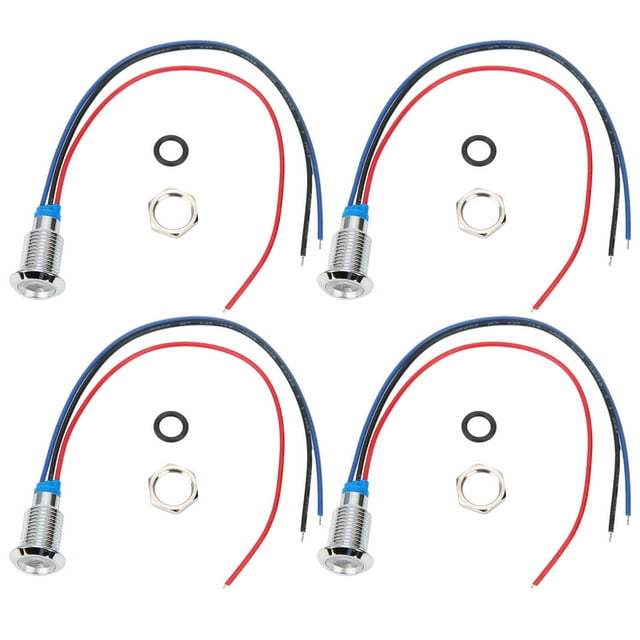 Led Indicator 4 Sets PreWired Round LEDs Waterproof 2Color Indicator Light Common Anode 10mm 1224VRed And Blue