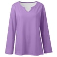 thumbnail image 4 of Bmisegm Long Sleeve Tops for Women V Neck Casual Blouse Loose Fit Solid Color Tops Everyday Womens Tops Purple M, 4 of 6