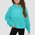 thumbnail image 2 of Towmus Girls Sweatshirt Oversized Sweatshirts Half Zip Pullover Tops for Juniors Long Sleeve Drop Shoulder Fleece Workout Pullover Solid Sweatshirt, 2 of 5
