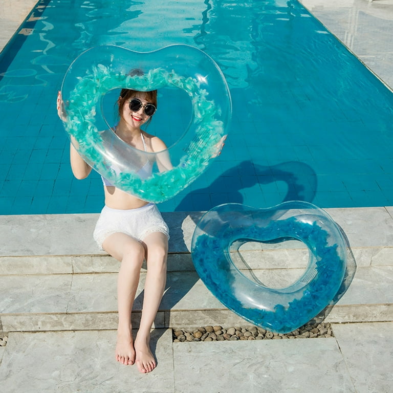 Inflatable Heart Pool Float Swim Heart Shaped Pool Rings for