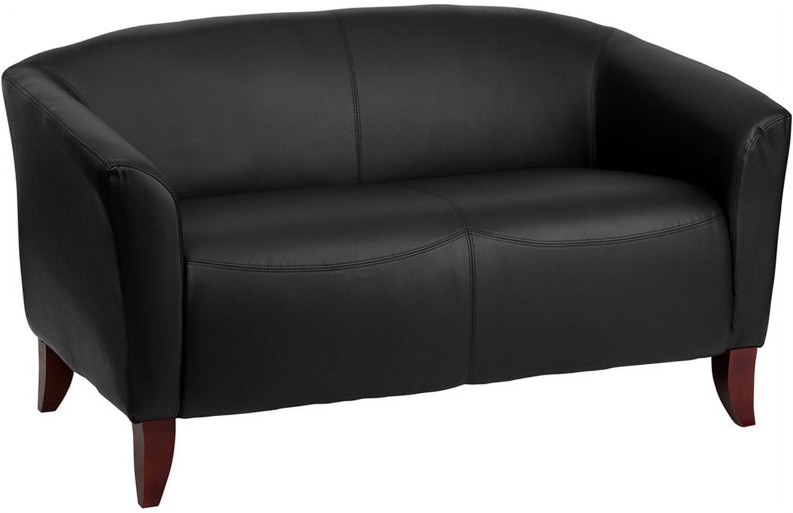 Emma + Oliver Black LeatherSoft Loveseat with Cherry Wood Feet