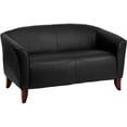 thumbnail image 2 of Emma + Oliver Black LeatherSoft Loveseat with Cherry Wood Feet, 2 of 9