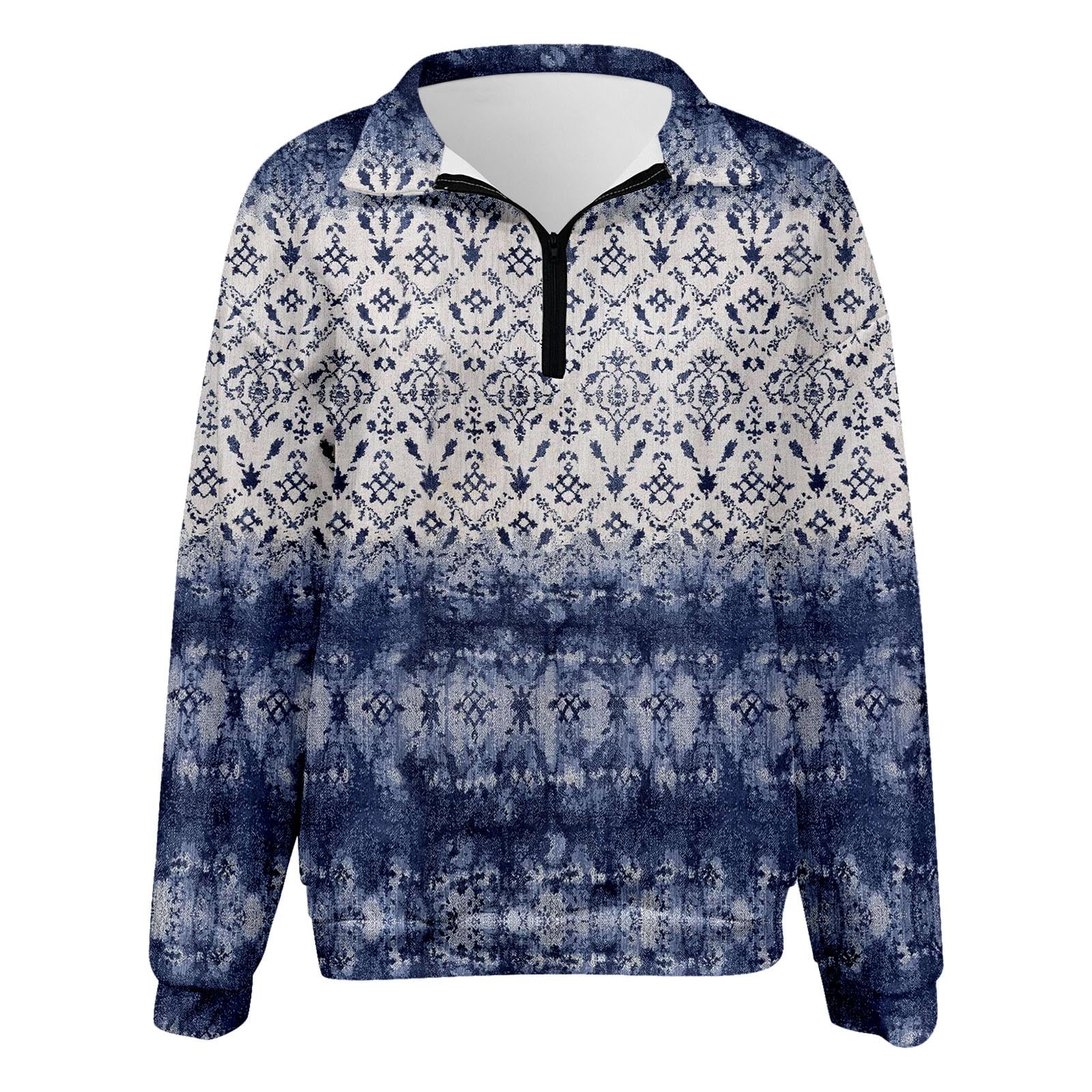 nsendm Womens Sweatshirt Adult Female Clothes Distressed Sweatshirt Women Quarter Zip Pullover Women Comfortable Fall Floral Print Loose Fit
