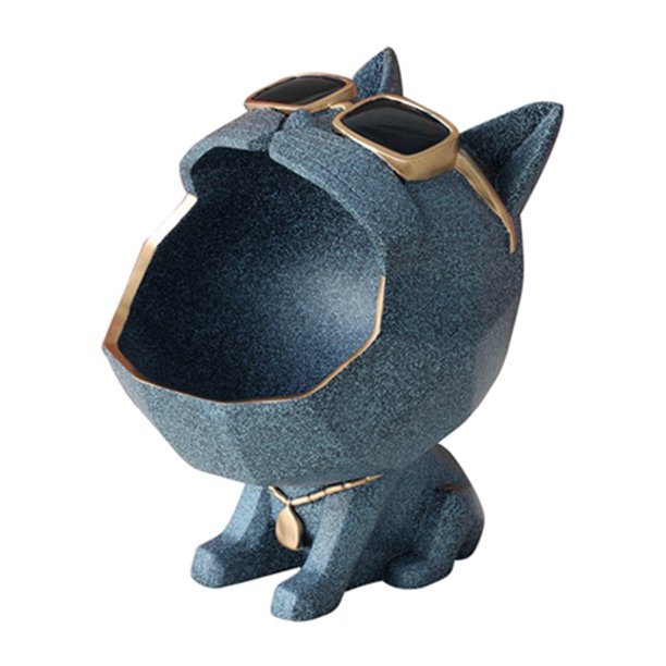 de resina de estilo vintage, compartimento de almacenamiento, organizador nocturno para llaves, joyería, cambio, moneda, llaves, teléfono, es Azul Baoblaze estatuas de escritorio