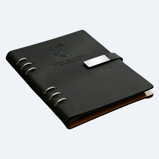 SLYNSHome A5 Discbound Notebook A5 Binder 6 Ring Journal Notebooks,Refillable Notebook with Removable Pages for Work Meeting Office Supplies - Black
