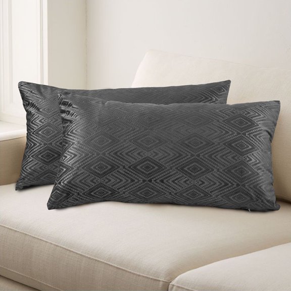 Home Soft Things Ikat Velvet 2 Piece Pillow Shell Set - Gun Metal - 14" x 26"