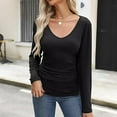 thumbnail image 5 of ZyeKqe Womens Long Sleeve T Shirts Casual V Neck Top Solid Color Summer Top Loose Fitting Tees, 5 of 8