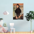 thumbnail image 4 of Amedeo Modigliani Print Painting Dark Young Woman Seated by A Bed Picture Print Canvas Poster Wall Paint Art Posters Decor Modern Home Artworks Gift 16x24inch(40x60cm), 4 of 6