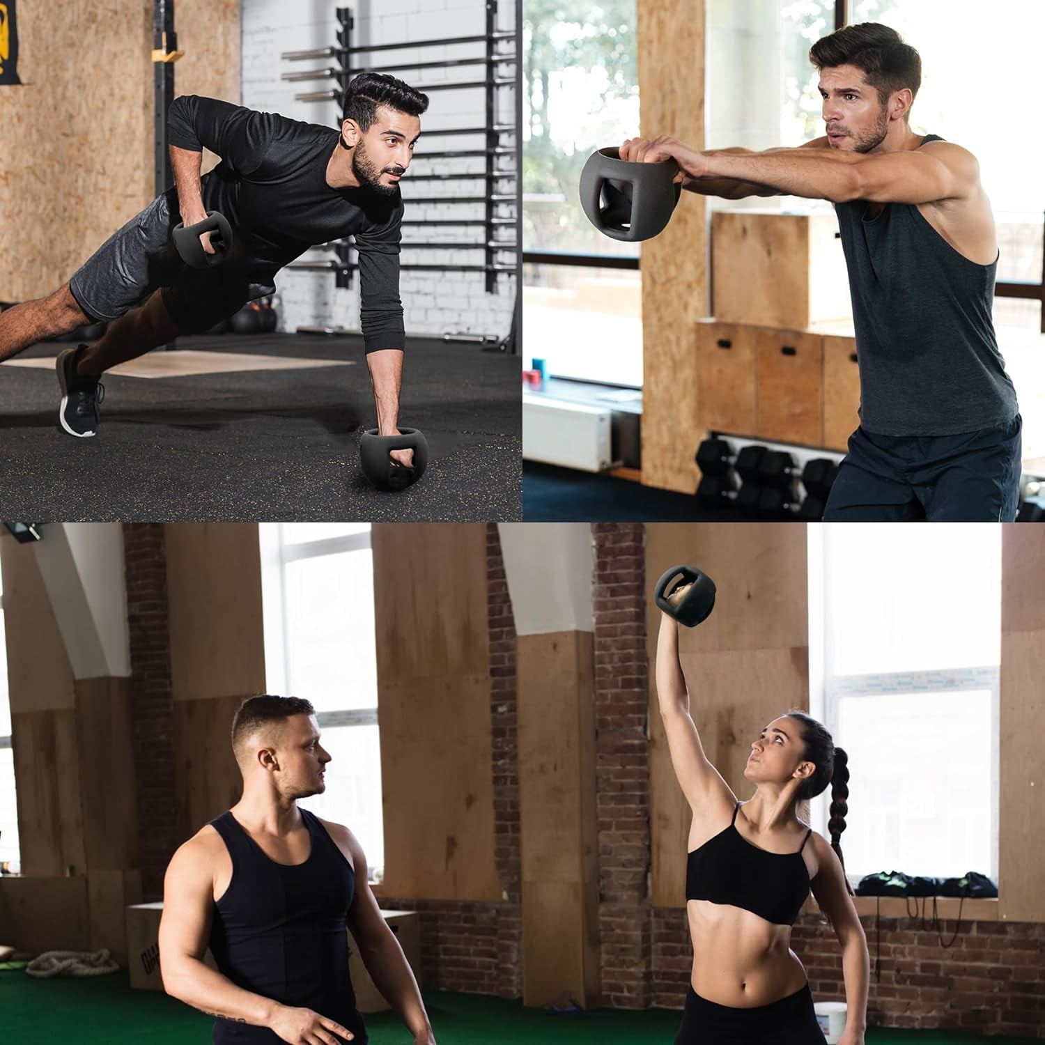 Spherebell Dumbbells + Kettlebell - Adjustable Weight Fitness Equipment for Home Gym, Joint-Friendly Design for Safe Swings and Rotational Exercises, Black 11LB