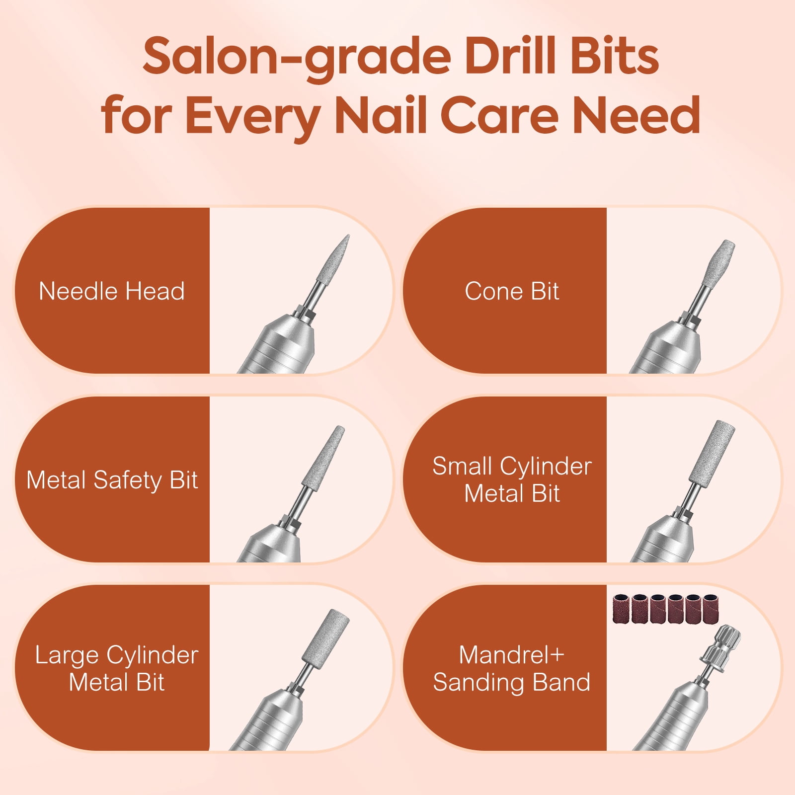 HOOICB Nail Drill, 45000rpm Professional Drills for Acrylic Nails, Portable Electric File Manicure Tools, Cordless Rechargeable Efile Kit