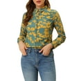 thumbnail image 6 of INSPIRE CHIC Women's Point Collar Floral Print Casual Button Down Shirts, 6 of 7