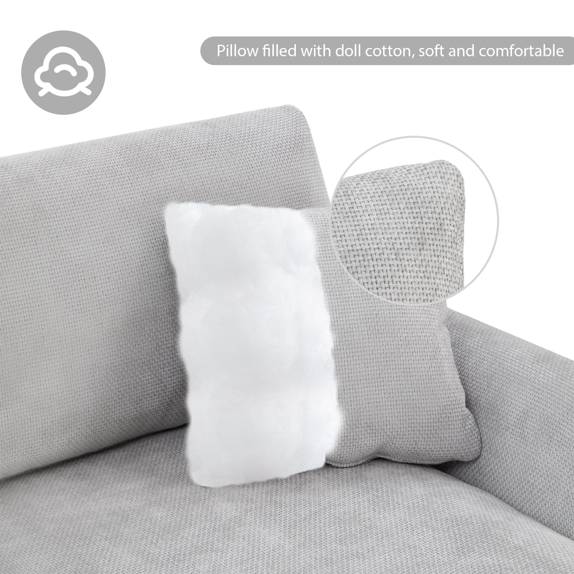 MAYEERTY 119x55" Modern Oversized Sectional Sofa - L-Shaped 5-Seat Chenille Couch with 2 Free Pillows/Chaise for Living Room/Apartment, 2 Colors