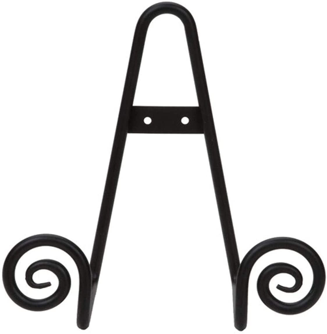 TRIPAR Black Metal Scroll Rack Display Easel Wall Rack for Large Deep Bowls, Platters, Cookbooks, Pictures, and Deep Dishes - Wall Mountable