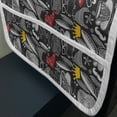 thumbnail image 3 of Modern Microwave Oven Cover, Owl Crown and Books Vermilion Boots Feather Teacup Modern Doodle Pattern, Water Resistant Organizer with Pockets for Kitchen, 36" x 12", Charcoal Grey Yellow, by Ambesonne, 3 of 4