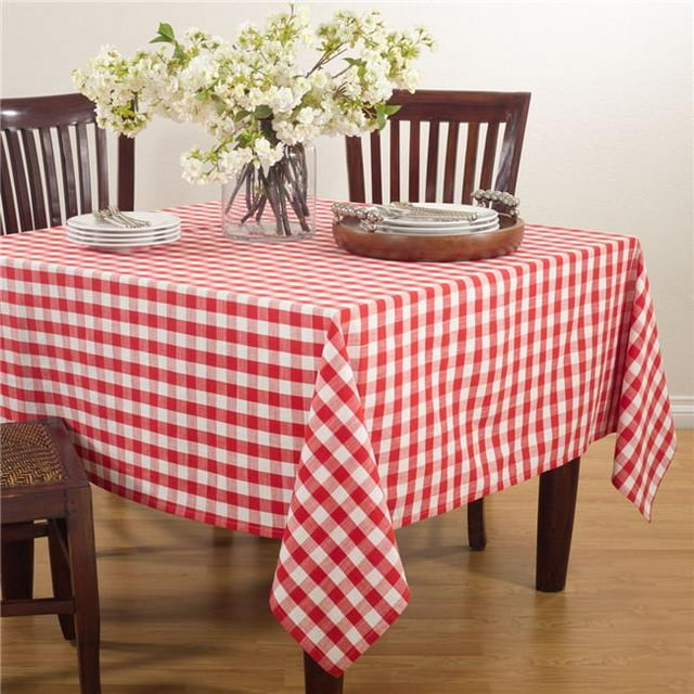 SARO 590.R72S 72 in. Square Gingham Design Tablecloth - Red