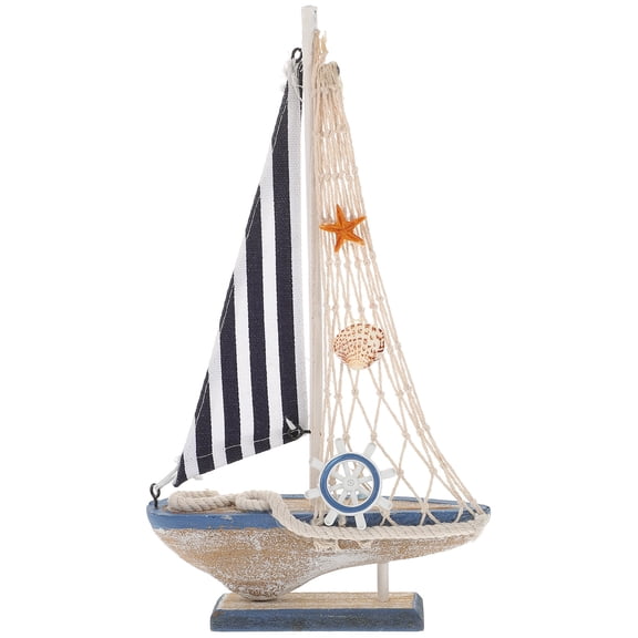 MIPCASE Wooden Mediterranean Sailboat Model with Retro Style, Multicolor Finish, Nautical Home Decor, Sailing Boat Ornament