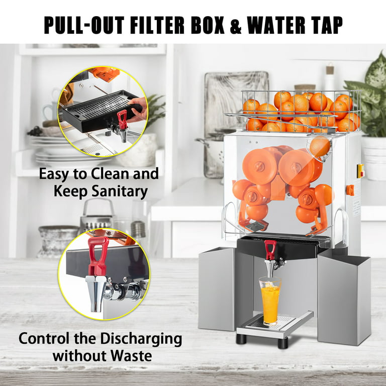 VEVOR Commercial Juicer Machine with a Water Tap Orange Juice Machine with  Pull-Out Filter Box Commercial Orange Juicer 25-35 Oranges Per Minute