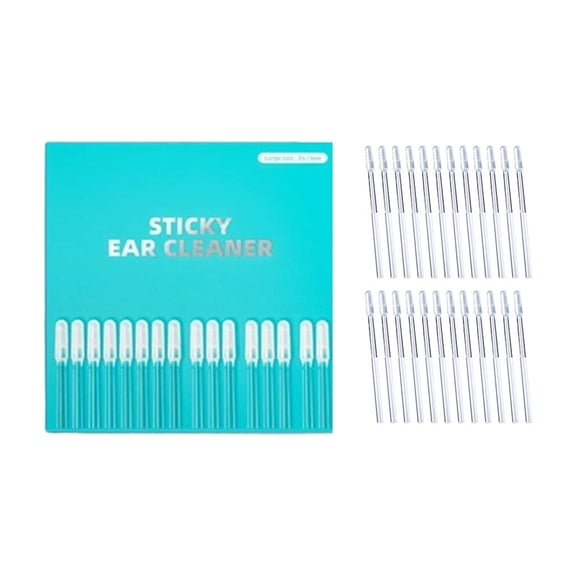 Fegute Earwax Removal Swabs Reusable Adhesive Cotton Swabs Plastic Cleaning Tools Travel Case 24 Pieces Soft Tips for All Ages