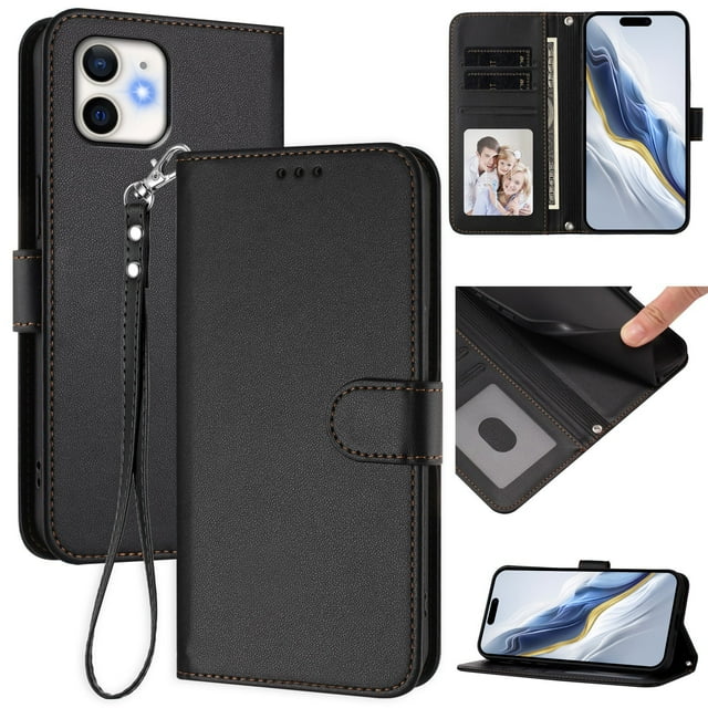 GANGXUN Wallet Case for iPhone 11 – Magnetic Closure, RFID Blocking, Wrist Strap, Wireless Charging Compatible