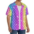 thumbnail image 4 of Naloa Rainbow Scales2 Men's Loose Fit Cuban Collar Short-Sleeve Shirt with Button-down and Chest Pocket for Everyday Wear Outings - X-Large, 4 of 7