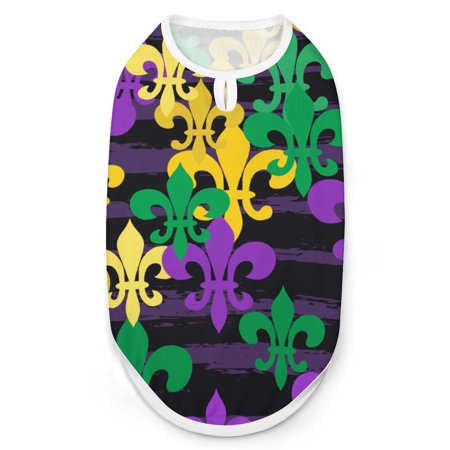 Bybiment Pet Dog Shirts, Mardi Gras Carnival Pattern Cat Puppy Vest Clothes, Breathable Sleeveless Doggy Tank Top Outfit, S